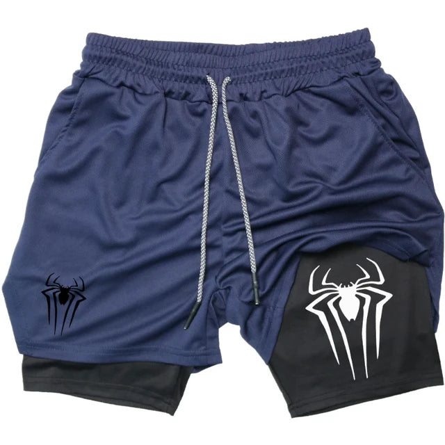 Men's spider compression gym shorts