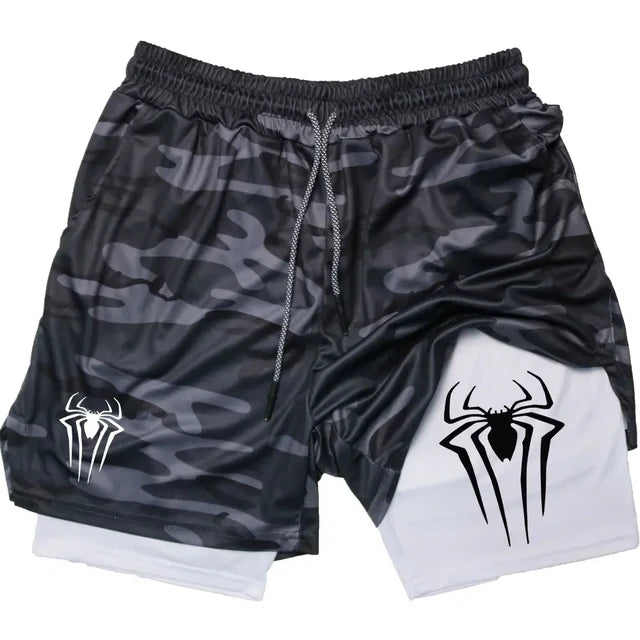 Men's spider compression gym shorts