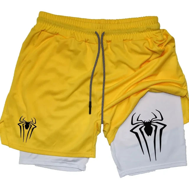 Men's spider compression gym shorts