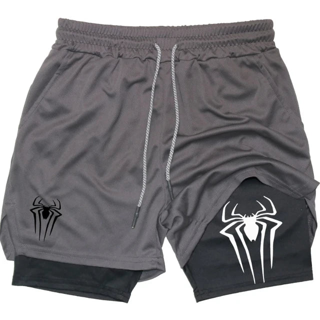 Men's spider compression gym shorts