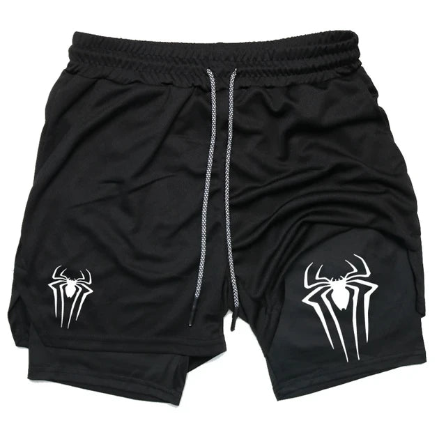 Men's spider compression gym shorts