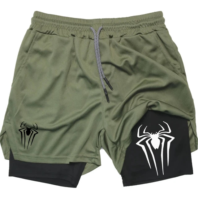 Men's spider compression gym shorts