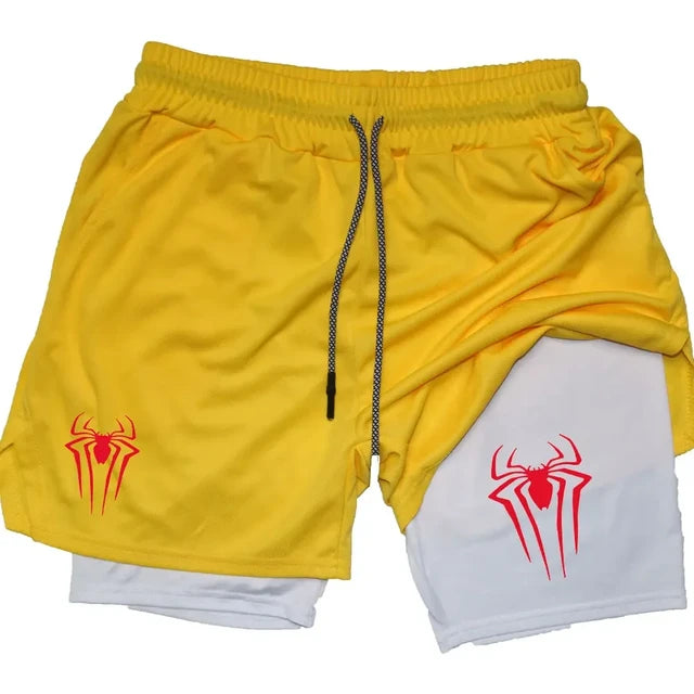 Men's spider compression gym shorts