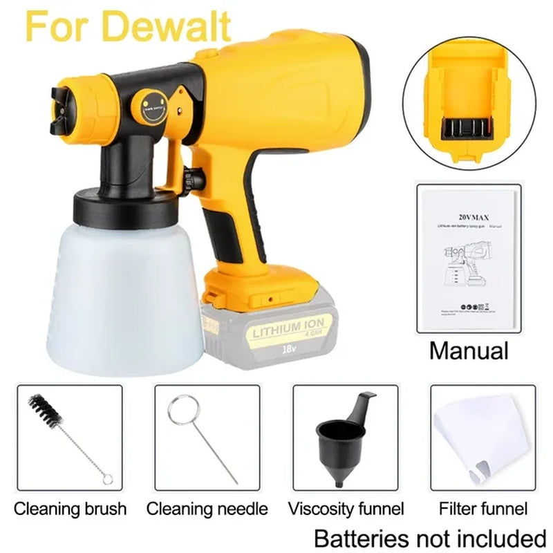 800ML Electric Spray Gun Handheld Cordless High Power Electric Paint Sprayer for Makita/Dewalt/Bosch/Milwaukee/Ryobi 18V Battery